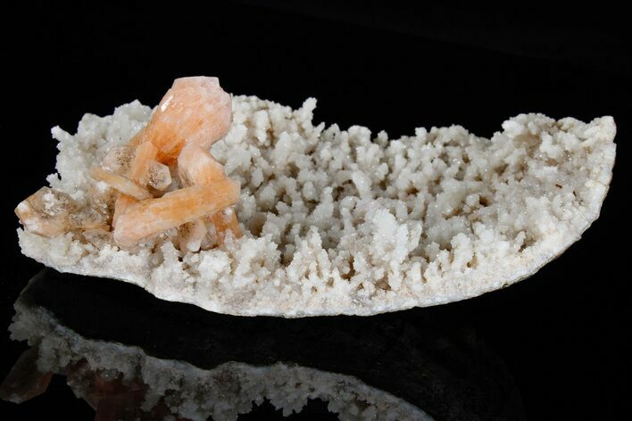 Peach Stilbite Crystals on Sparkling Quartz Chalcedony - India #176834